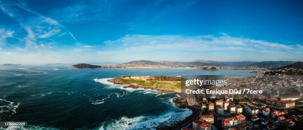 Baiona Parador and Catle of Monterreal from the Air