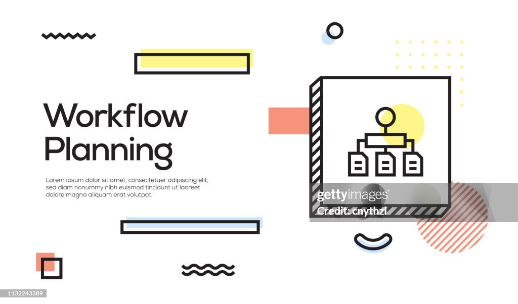 Workflow Banner Design Workflow Planning Concept Geometric Retro Style Banner And Poster ...