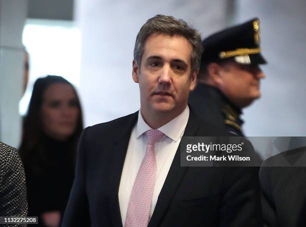 Michael Cohen, former attorney and fixer for President Donald Trump, arrives at the Hart Senate Office Building before testifying to the Senate...