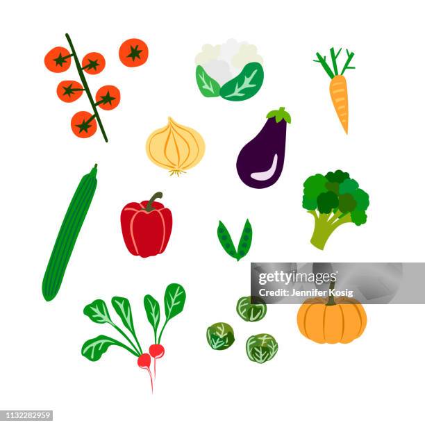 ilustraciones, imágenes clip art, dibujos animados e iconos de stock de conjunto de verduras ilustradas - cruciferae