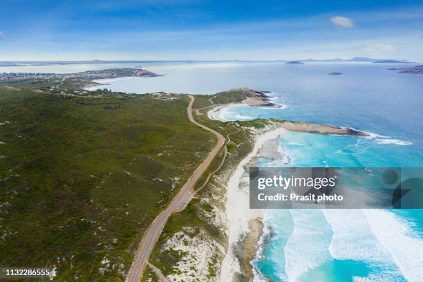 aerial view of great ocean drive in esperance, western australia, australia. - western australia stock pictures, royalty-free photos & images