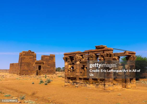 The roman kiosk and the temple of Apedemak, Nubia, Naqa, Sudan on December 29, 2018 in Naqa, Sudan.