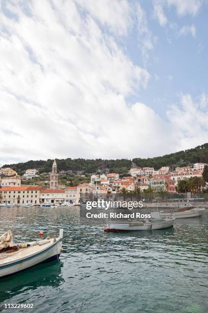 a port on the adriatic sea in hvar, croatia - hvar stock pictures, royalty-free photos & images