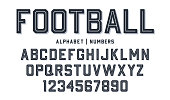 Sport style font. Football style font with lines inside. Athletic style letters and numbers for baseball, basketball and football kit