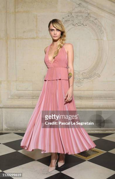 Cara Delevingne attends the Christian Dior show as part of the Paris Fashion Week Womenswear Fall/Winter 2019/2020 on February 26, 2019 in Paris,...