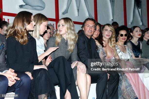 Olivia Palermo, Karlie Kloss, Jennifer Lawrence, CEO of Dior Pietro Beccari, his wife Elisabetta Beccari, Cara Delevingne, Bianca Jagger, Angelababy...