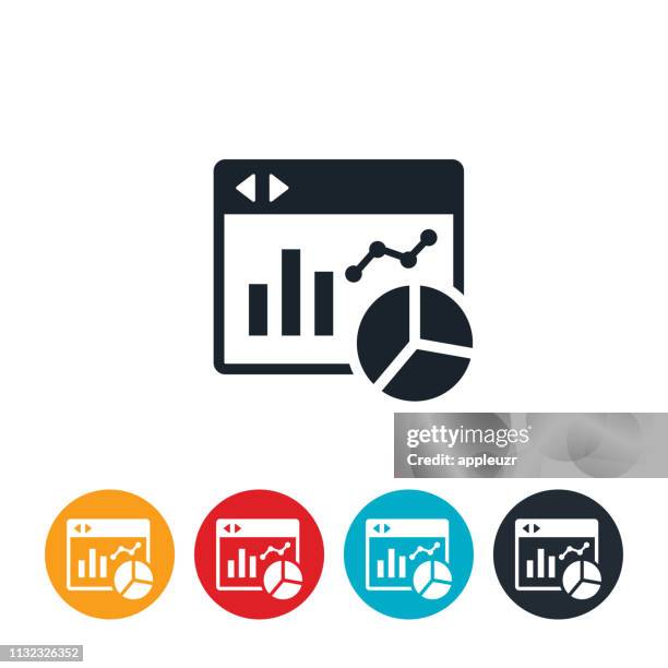 ilustraciones, imágenes clip art, dibujos animados e iconos de stock de icono de estadísticas del sitio web - panel de indicadores medios visuales