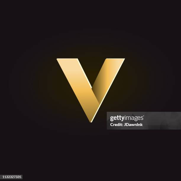 stockillustraties, clipart, cartoons en iconen met golden shadows alfabet kleine letter - letter v