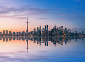 Toronto Skyline at sunset with reflection - Toronto, Ontario, Canada