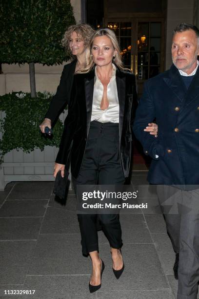 Supermodel Kate Moss is seen on February 26, 2019 in Paris, France.