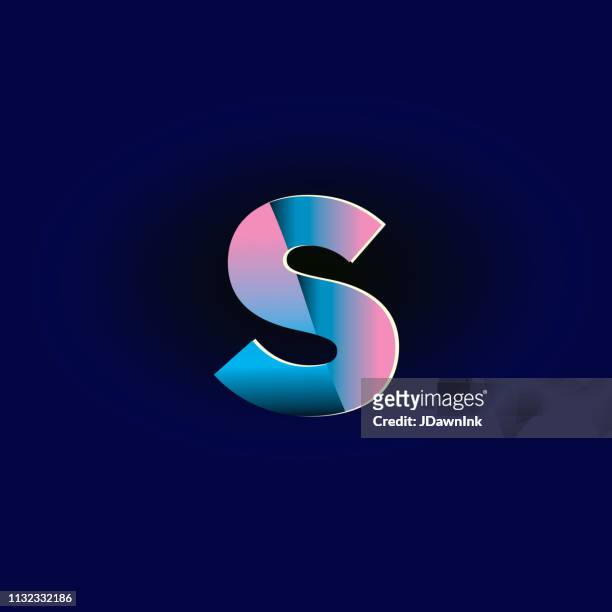 ilustraciones, imágenes clip art, dibujos animados e iconos de stock de degradados rosa pastel y azul eléctrico letra minúscula del alfabeto - letter s