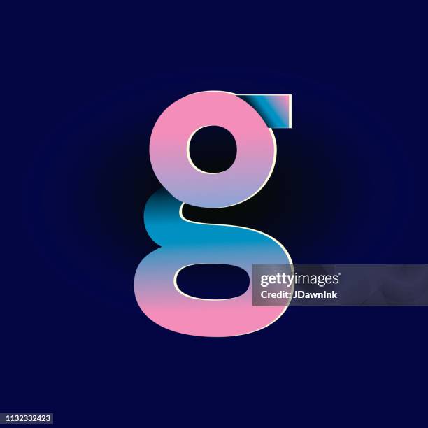 stockillustraties, clipart, cartoons en iconen met pastel roze en elektrisch blauw gradiënten alfabet kleine letter - letter g