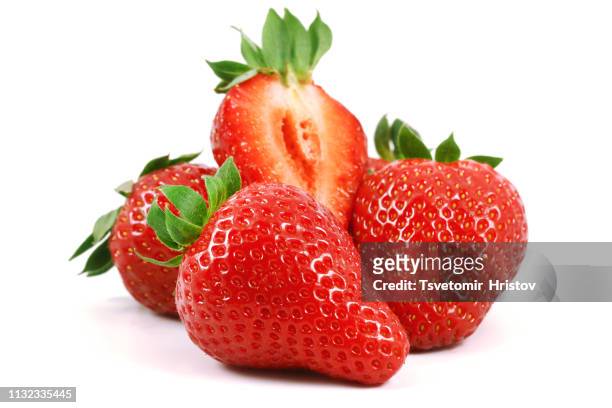 strawberry isolated on a white background - strawberry stock pictures, royalty-free photos & images