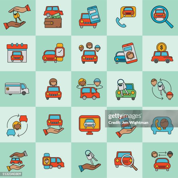 ride share icon set - odometer eps stock illustrations