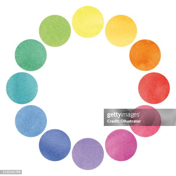 ilustraciones, imágenes clip art, dibujos animados e iconos de stock de ilustración de círculos de espectro de color - color wheel watercolor