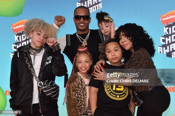 Rapper T.I. , wife singer-songwriter Tiny and their children Clifford "King" Joseph Harris III, Layah Amore Harris, Major Philant Harris and Heiress...