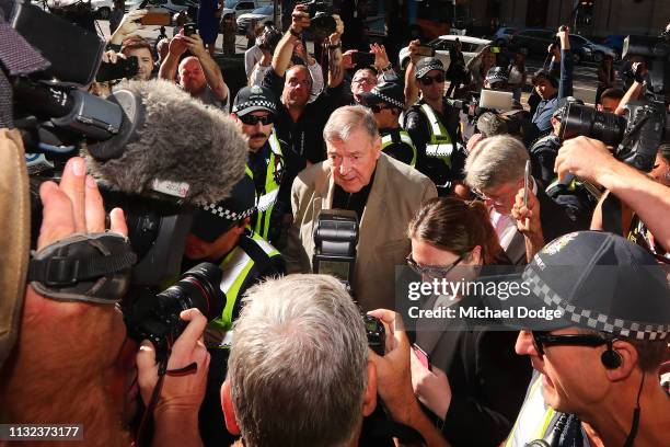 George Pell arrives at Melbourne County Court on February 27, 2019 in Melbourne, Australia. Pell, once the third most powerful man in the Vatican and...