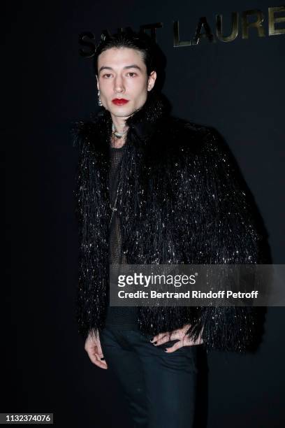 Ezra Miller attends the Saint Laurent show as part of the Paris Fashion Week Womenswear Fall/Winter 2019/2020 on February 26, 2019 in Paris, France.