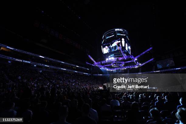 General view of the Octagon during the UFC Fight Night event at Bridgestone Arena on March 23, 2019 in Nashville, Tennessee.