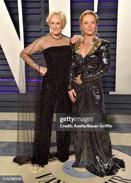 Glenn Close and Annie Maude Starke attend the 2019 Vanity Fair Oscar Party Hosted By Radhika Jones at Wallis Annenberg Center for the Performing Arts...