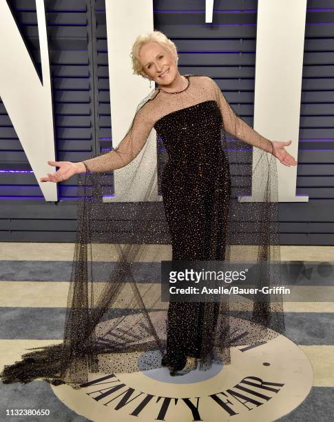 Glenn Close attends the 2019 Vanity Fair Oscar Party Hosted By Radhika Jones at Wallis Annenberg Center for the Performing Arts on February 24, 2019...