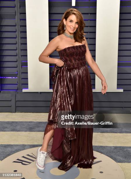 Tina Fey attends the 2019 Vanity Fair Oscar Party Hosted By Radhika Jones at Wallis Annenberg Center for the Performing Arts on February 24, 2019 in...