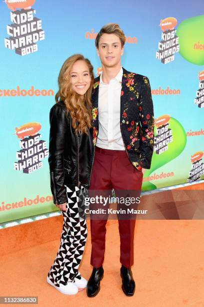 Shelby Simmons and Jace Norman attend Nickelodeon's 2019 Kids' Choice Awards at Galen Center on March 23, 2019 in Los Angeles, California.