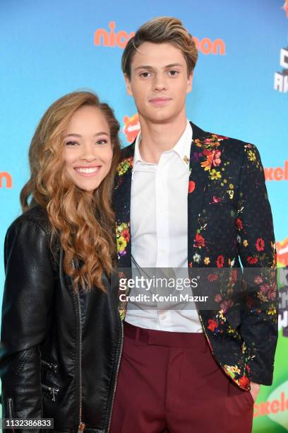 Shelby Simmons and Jace Norman attend Nickelodeon's 2019 Kids' Choice Awards at Galen Center on March 23, 2019 in Los Angeles, California.