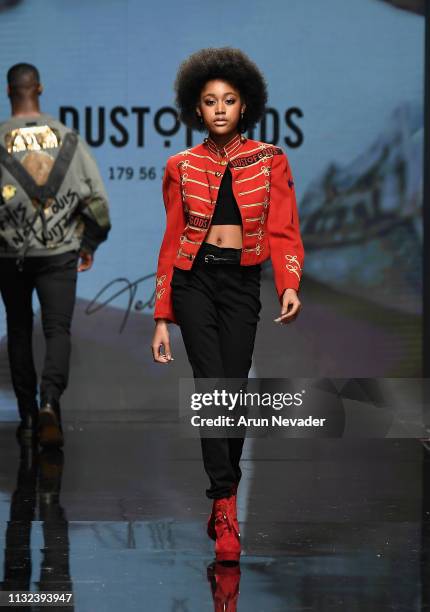 Briana Roy walks the runway wearing Dust Of Gods + Telli Swift at Los Angeles Fashion Week FW/19 Powered by Art Hearts Fashion at The Majestic...