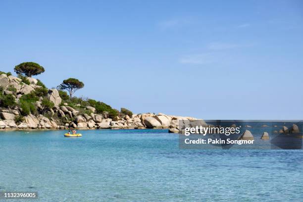 beach and coastline of algajola, corsica - bastia stockfoto's en -beelden