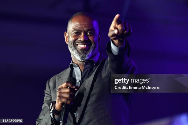 Brian McKnight speaks onstage during Celebrity Fight Night XXV on March 23, 2019 in Phoenix, Arizona.