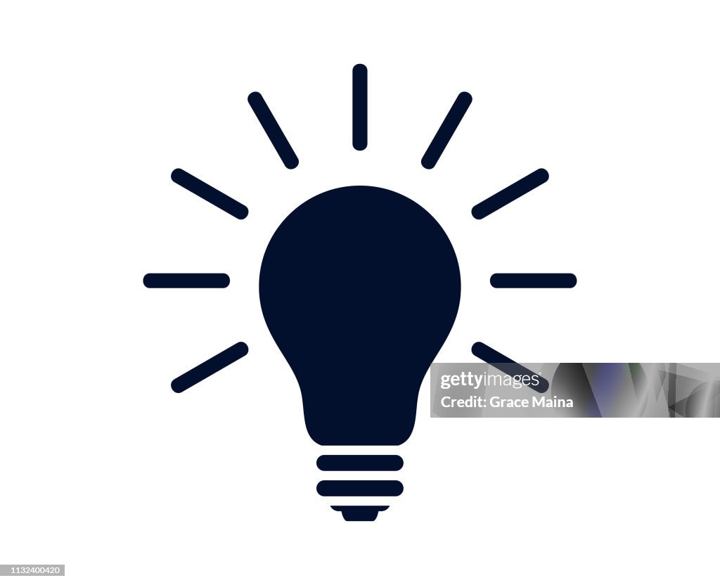 Lit Electric  Light bulb illustration Isolated On White Background - Vector