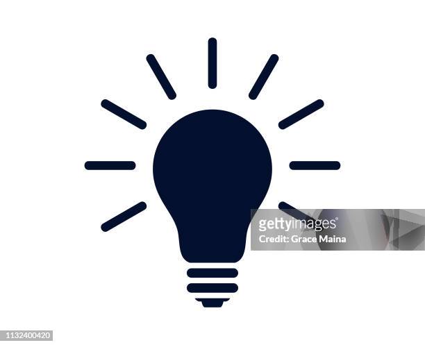 lit electric  light bulb illustration isolated on white background - vector - ideas stock illustrations