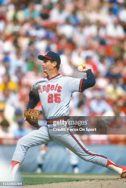 Tommy John of the California Angels pitches during an Major League Baseball game circa 1982. John played for the Angels from 1982-85.