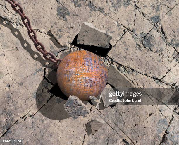 disruptive technology wrecking ball - wrecking ball stock pictures, royalty-free photos & images