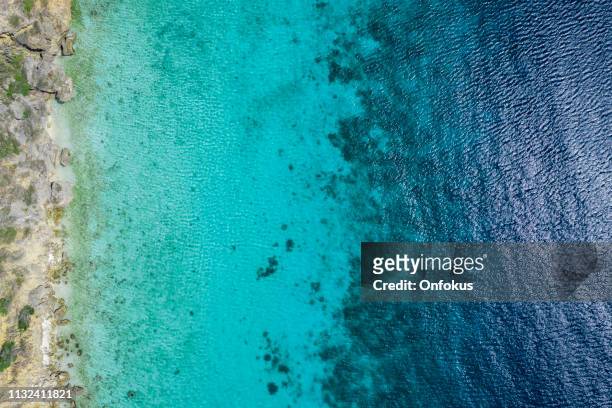 aerial view of caribbean sea in curacao - curaçao stock pictures, royalty-free photos & images