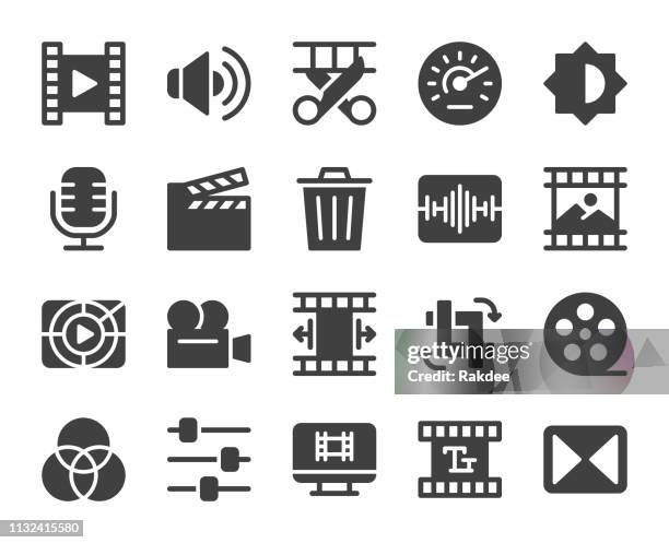 film making und video editing-icons - tv camera in studio stock-grafiken, -clipart, -cartoons und -symbole