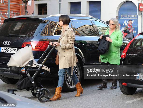 Barcelona football player Andres Iniesta's wife Ana Ortiz is sighted on April 28, 2011 in Barcelona, Spain.