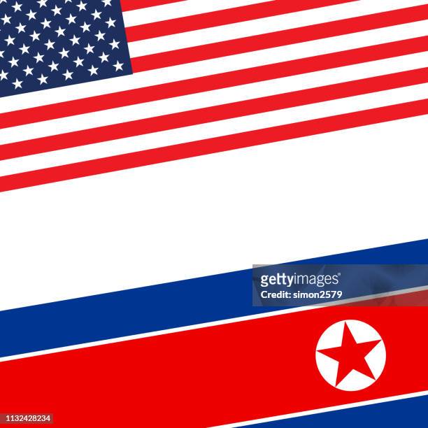 米国と北朝鮮の旗の背景 - malaysia north korea crisis点のイラスト素材／クリップアート素材／マンガ素材／アイコン素材