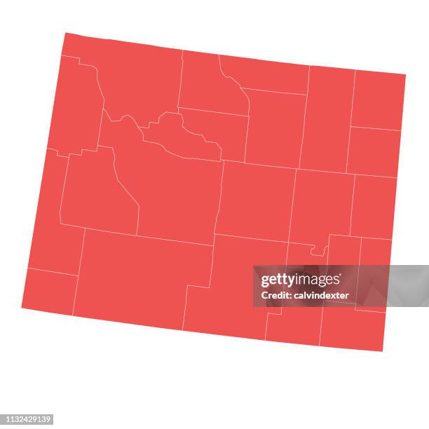 wyoming state map with counties - us census map stock illustrations