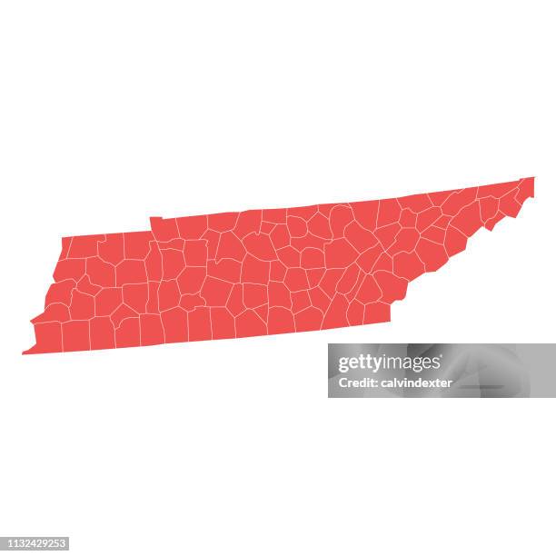 tennessee state map with counties - census stock illustrations