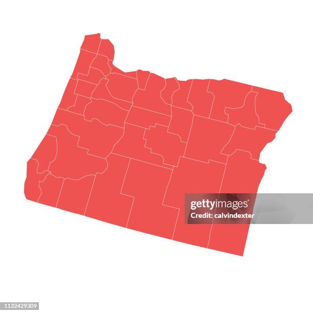 oregon state map with counties - census stock illustrations