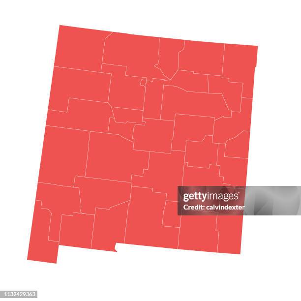 new mexico state map with counties - census stock illustrations