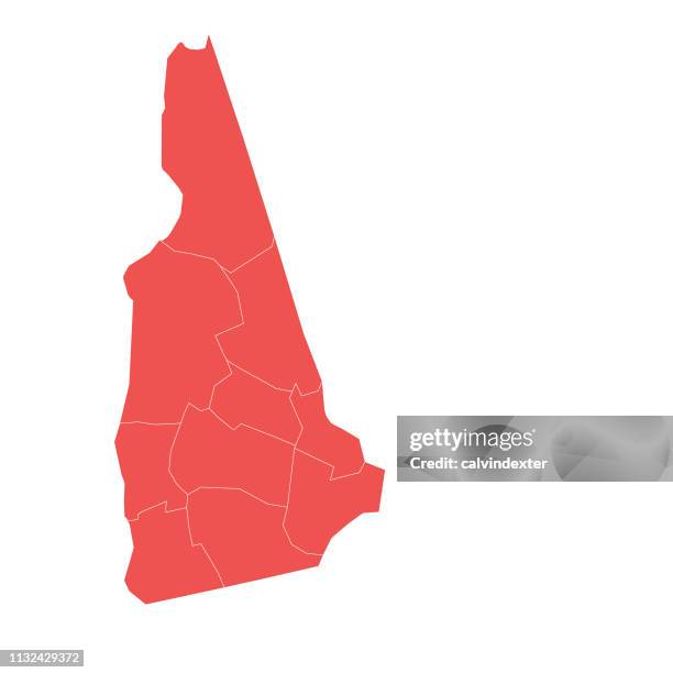 new hampshire state map with counties - census stock illustrations