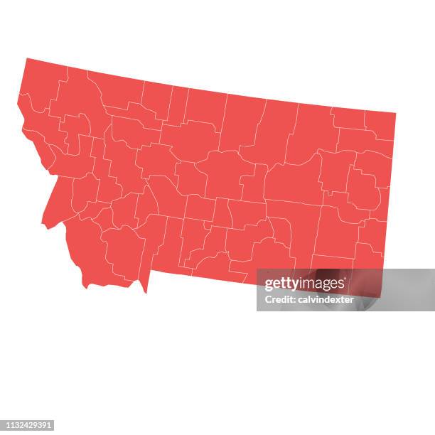 montana state map with counties - census stock illustrations