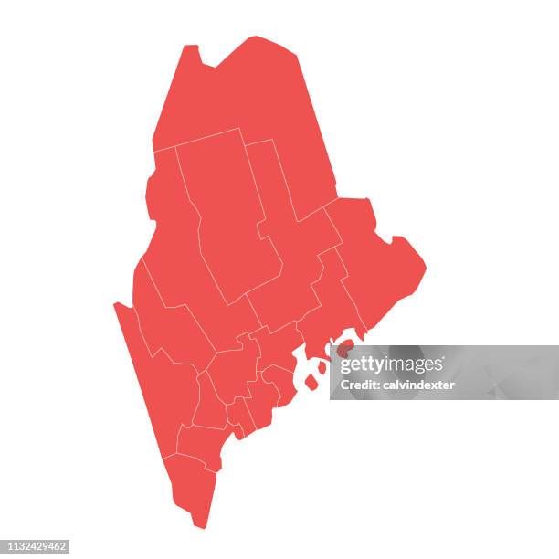 maine state map with counties - census stock illustrations