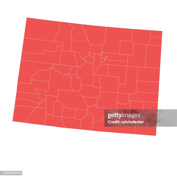 colorado state map with counties - census stock illustrations