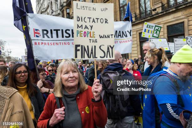 Over 1 million people take part in the anti-Brexit 'Put it to the People' march to demand a public vote on the final outcome of Brexit, in central...