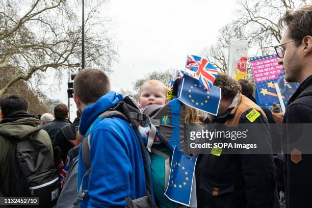Baby seen in EU supporting material during the protest. Over one million protesters gathered at the People's Rally in London demanding a second vote...