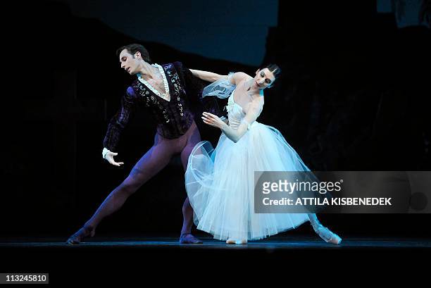 Dancers of Hungarian National Ballet perform on the stage of the State Opera House in Budapest on April 28, 2011 during a dress rehearsal of Adolphe...